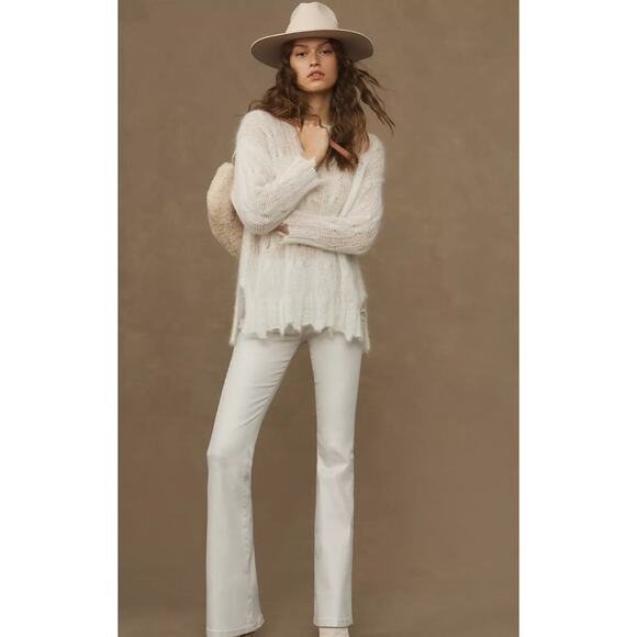 Anthropologie 25 white Pearlescent High-Rise Flare Jeans - Picture 7 of 7